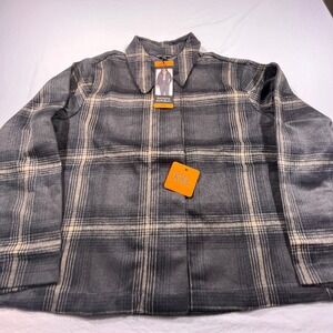 Banana Republic Shirt Jacket Gray Plaid Button Front Women's XXL Shacket New
